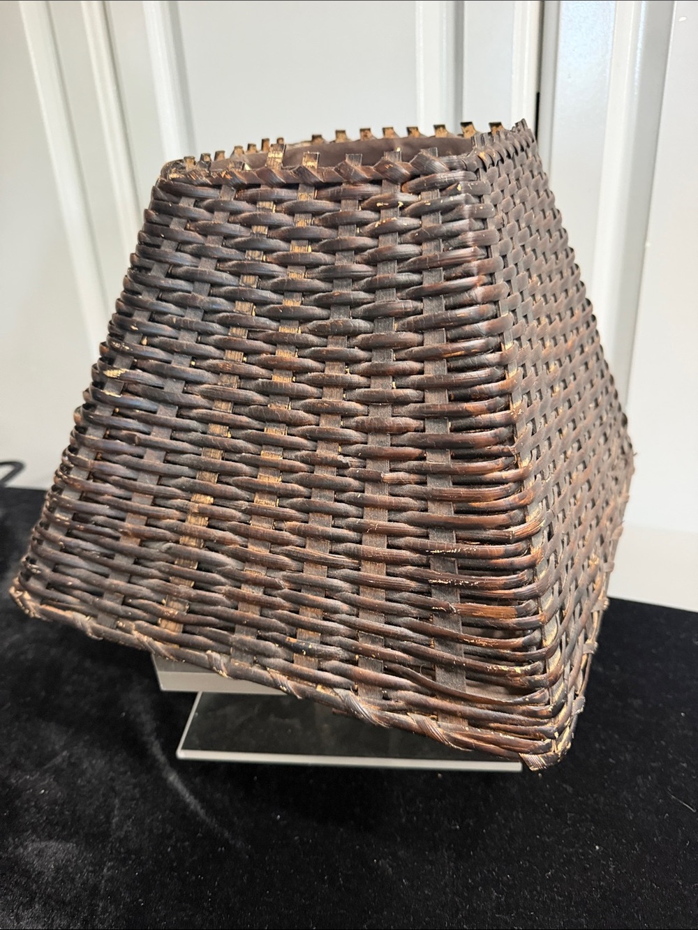 Woven Wicker Rattan Table Medium Size Vintage Lamp Shade - Brown Preowned